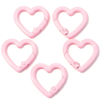5pcs Alloy Heart Spring Clasps Snap Hooks Carabiner Keychain Clips Dolls/Label Connector For Jewelry Making DIY Accessories