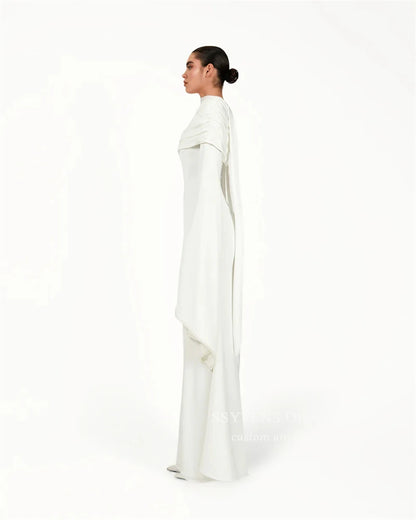 SSYTENS Modest Ivory Wedding Dresses Long Sleeves Formal Prom Gowns One Shoulder Pearls Elegant Wedding Party Dresses Customized