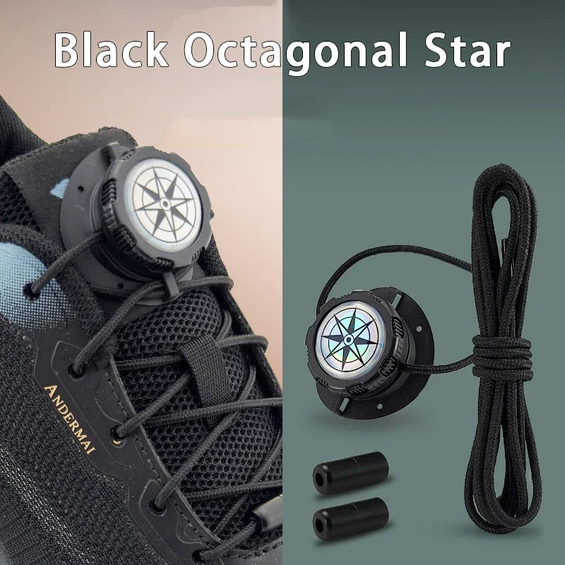 6pcs Set/1 Pair No-Tie Shoe Locks - Rotating Buckles for Sports and Outdoor Shoes - Unisex Quick-Adjust Design - Pre-Installed