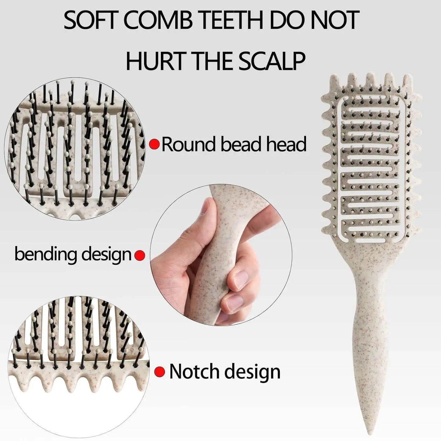 2025 Curl Defining Brush, Vented for Detangling, Shaping Curls, Less Pull (Beige)