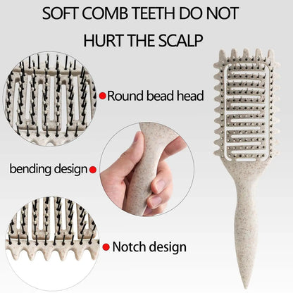 2025 Curl Defining Brush, Vented for Detangling, Shaping Curls, Less Pull (Beige)