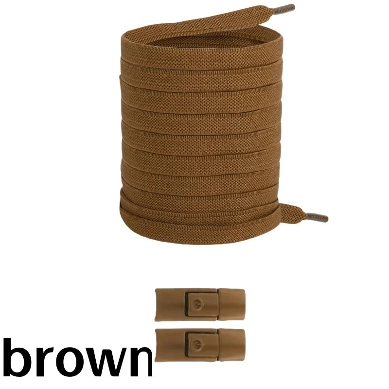 New Without Ties Elastic Laces No Tie Shoe Laces Press Lock Shoelaces Sneaker Kids Adult 8MM Widened Flat Shoelace for Shoes