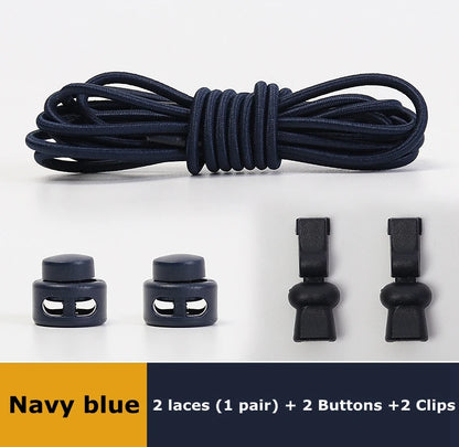 No tie shoelaces Round Elastic Shoelace Plastic snap lock Suitable for all shoes Adult children walking sports Lazy laces 1 pair