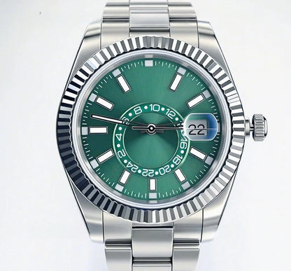 41mm Luxury Men Automatic Mechanical Movement Black Blue Gold Three Tone Luminous Waterproof Sapphire Glass Stainless Steel