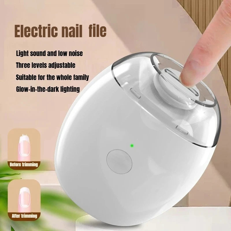 2 IN 1 Electric nail grinder and LED light automatic polishing and shaping device, suitable for baby mini care nail tools