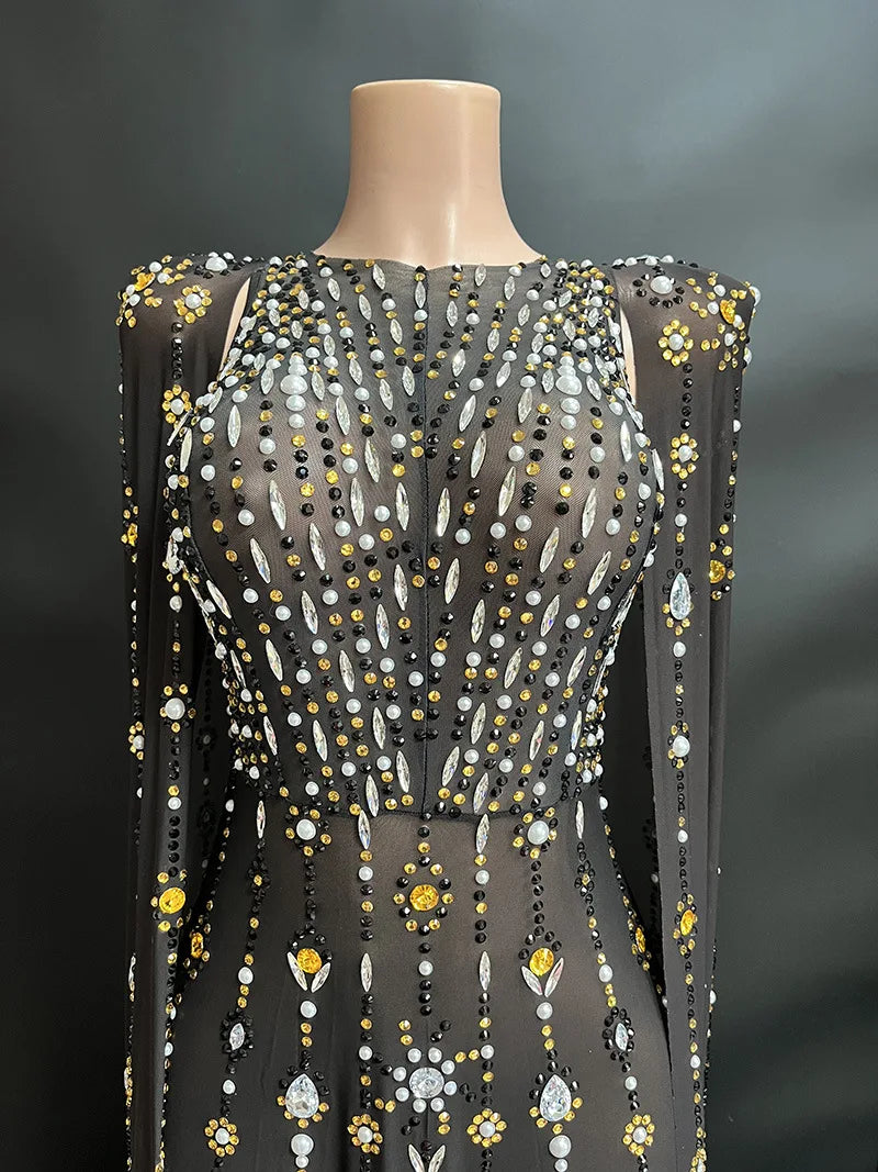 Glamour Party Dresses Said Dubai Luxury Crystal Long Cape Sleeves Evening Dress Arabic Women High-end Wedding Dress party Gown