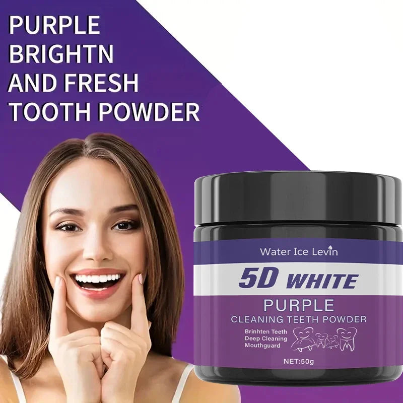 Purple Teeth Cleaning Powder - No Sulfuric Acid, Deep Cleansing and Polishing, Whitens Teeth Within 5 Days, Portable Daily Use