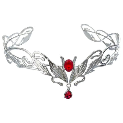 Vintage King Round Elves Crown Elegant Baroque Princess Diadems Leaf Leaves Forehead Alloy Rhinestone Headdress Wedding Ceremony