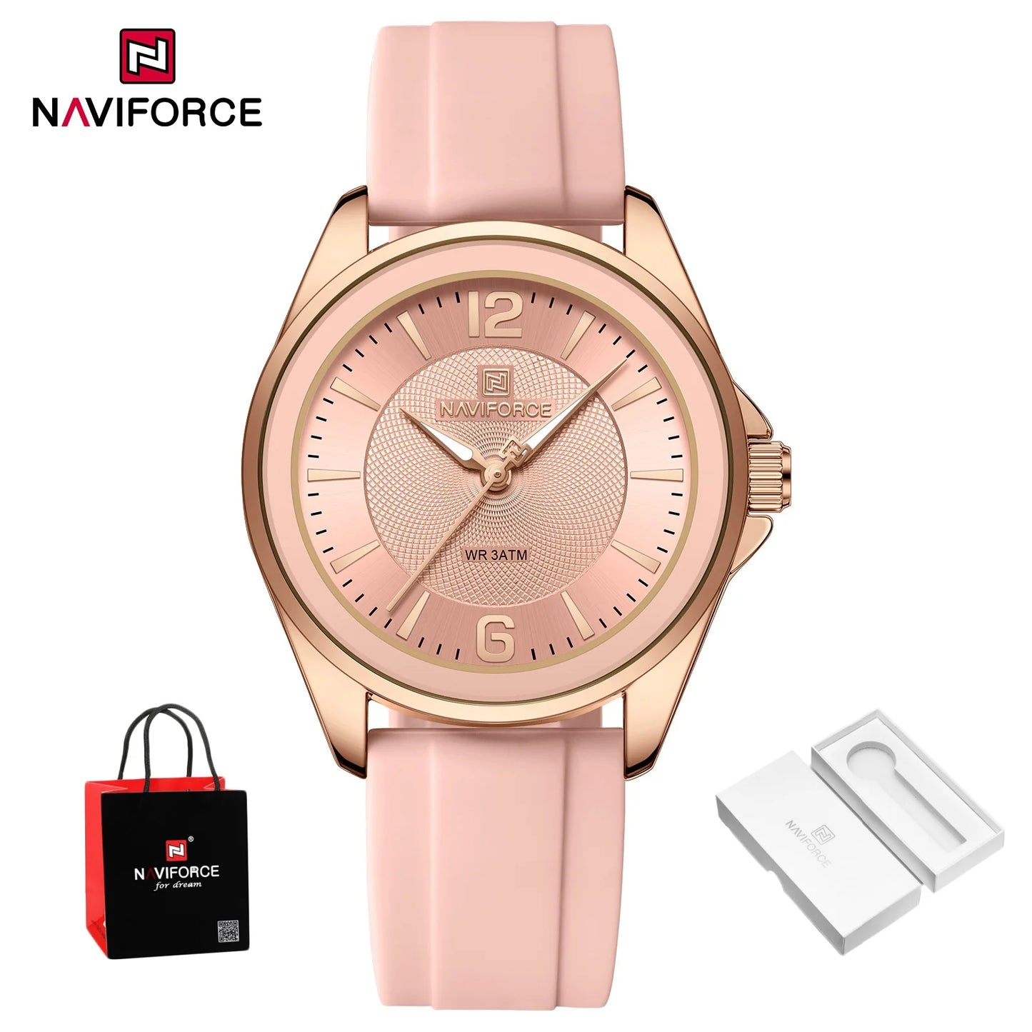 New NAVIFORCE Women's Watch Sports Silicone Strap Watch Women's Quartz Watch Clock Package Gifts Reloj Mujer Relogios Feminino