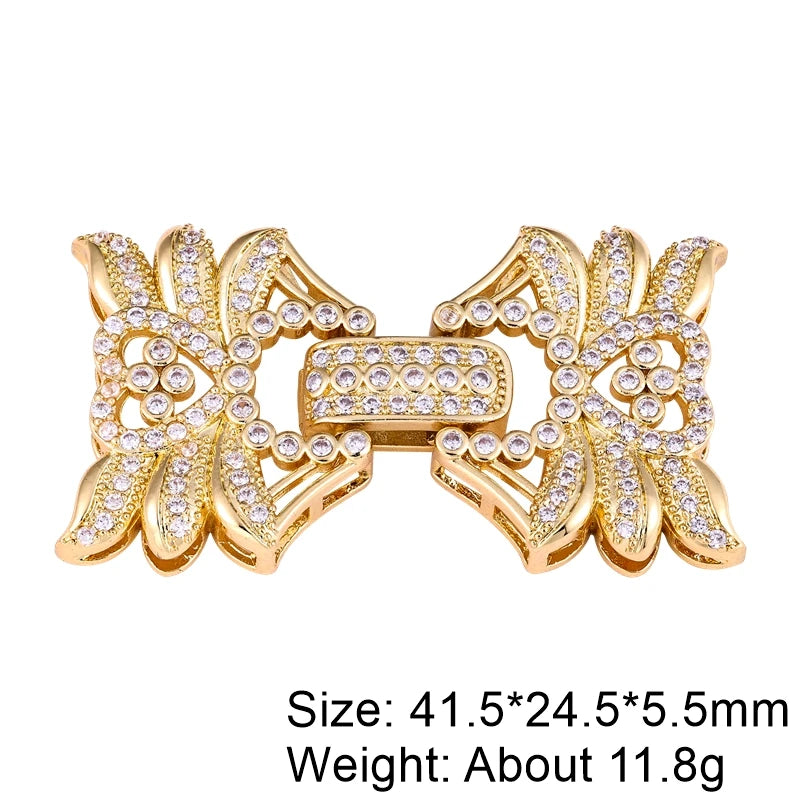 Juya DIY Copper 18K Gold Plated Pendant Connector Fastener Buttob Lock Clasps For Needlework Natural Stone Pearls Jewelry Making