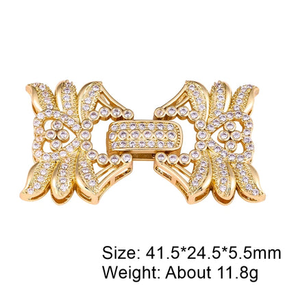 Juya DIY Copper 18K Gold Plated Pendant Connector Fastener Buttob Lock Clasps For Needlework Natural Stone Pearls Jewelry Making
