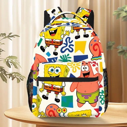 Cute SpongeBob & Patrick Star All Over Print Backpack Cartoon School Bag Casual Daypack for Travel School