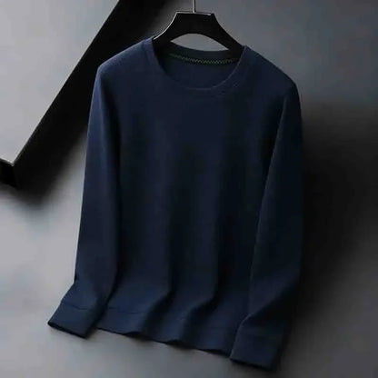2026 New Arrival Men's Basic Solid Crew Neck Sweater Breathable Long Sleeve Knit Pullover