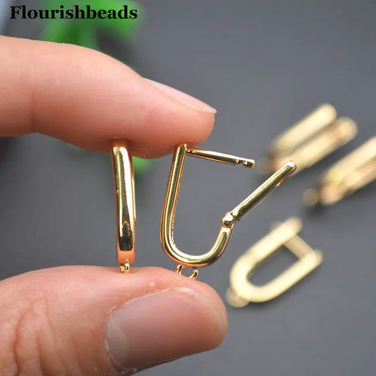 30pc Wholesale 18k Gold Color Long Oval Shape Smooth Metal Earring Making Clasps DIY Jewelry