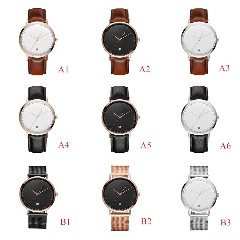 CL026  Black Rose Gold Build Brand Your Own Watch Custom Design OEM Logo Printed Watch Men Wrist Calendar Minimalist Watch
