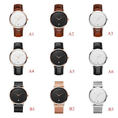 CL026  Black Rose Gold Build Brand Your Own Watch Custom Design OEM Logo Printed Watch Men Wrist Calendar Minimalist Watch
