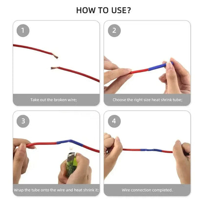 127/165/328/560/650/800pcs Heat Shrink Tubing kit 2:1 Shrinkable Wire Shrinking Wrap Wire Connect Cover Cable Repair Protection
