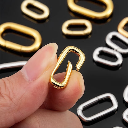 2pcs 18K Gold Plated Filled Oval Carabiner Necklace Clasps Spring Ring Pearl Enhancer Connector for DIY Jewelry Bracelet Making