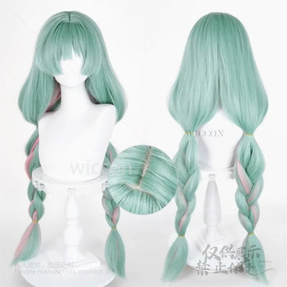 Anime Phrolova Cosplay Wig Green Pink Mixed Wig Costume Earrings Heat Resistant Synthetic Eyelashes Phrolova Halloween Party