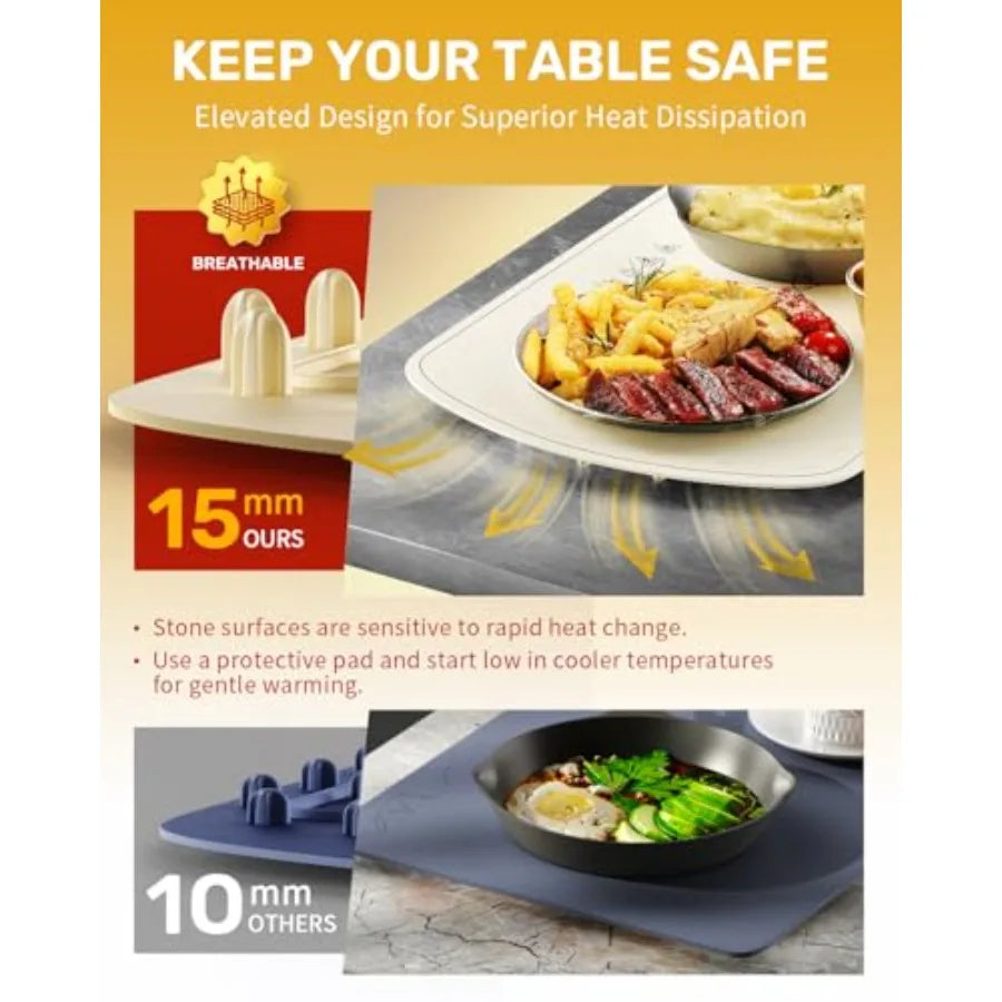 Warming Mat for Food, VEPOKA Food Warmer Mat for Countertop, Electric Warming Tray with 7 Temp Levels and Auto Shut-Off, Food W