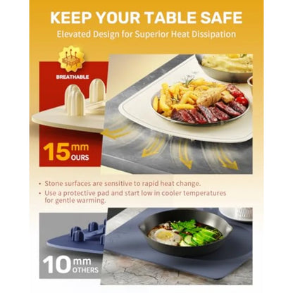 Warming Mat for Food, VEPOKA Food Warmer Mat for Countertop, Electric Warming Tray with 7 Temp Levels and Auto Shut-Off, Food W