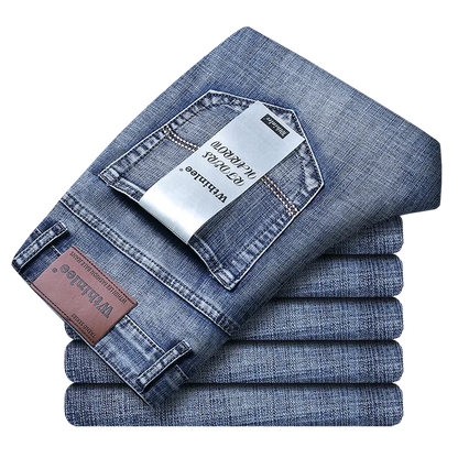 2026 New Business Men's Jeans Casual Straight Stretch Fashion Classic Blue Black Work Denim Pant Trousers Male  Clothing