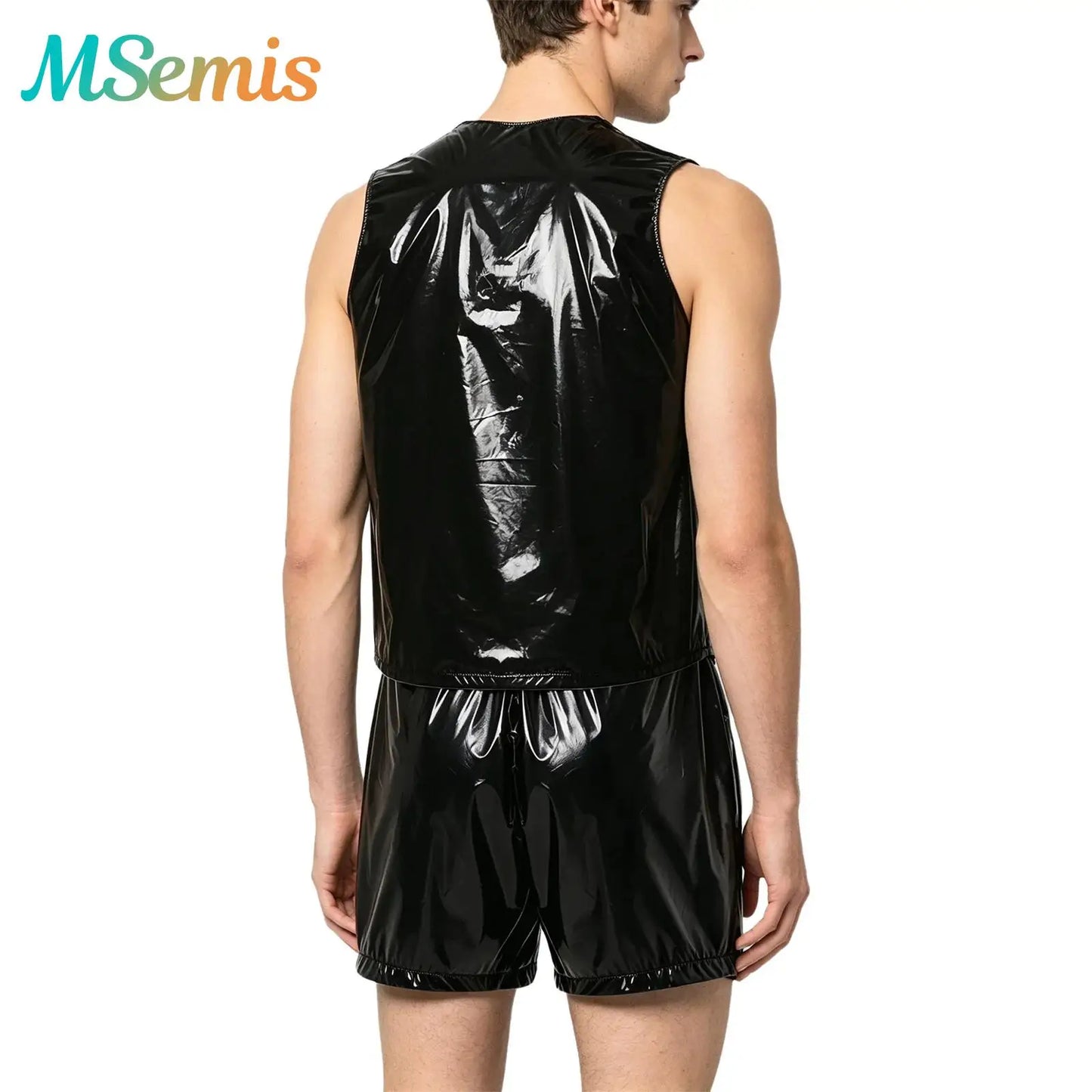 Mens Waterproof Sweat Tracksuit Tank Tops And Sides Buttons Boxer Shorts Two Pieces Outfit Special Needs Adaptive Clothing