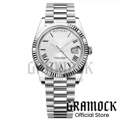 Custom Logo Clock Men's Luxury Rose Gold Mechanical Wristwatch Week Date Calendar MIYOTA 8285 Movement Waterproof Watch For Men