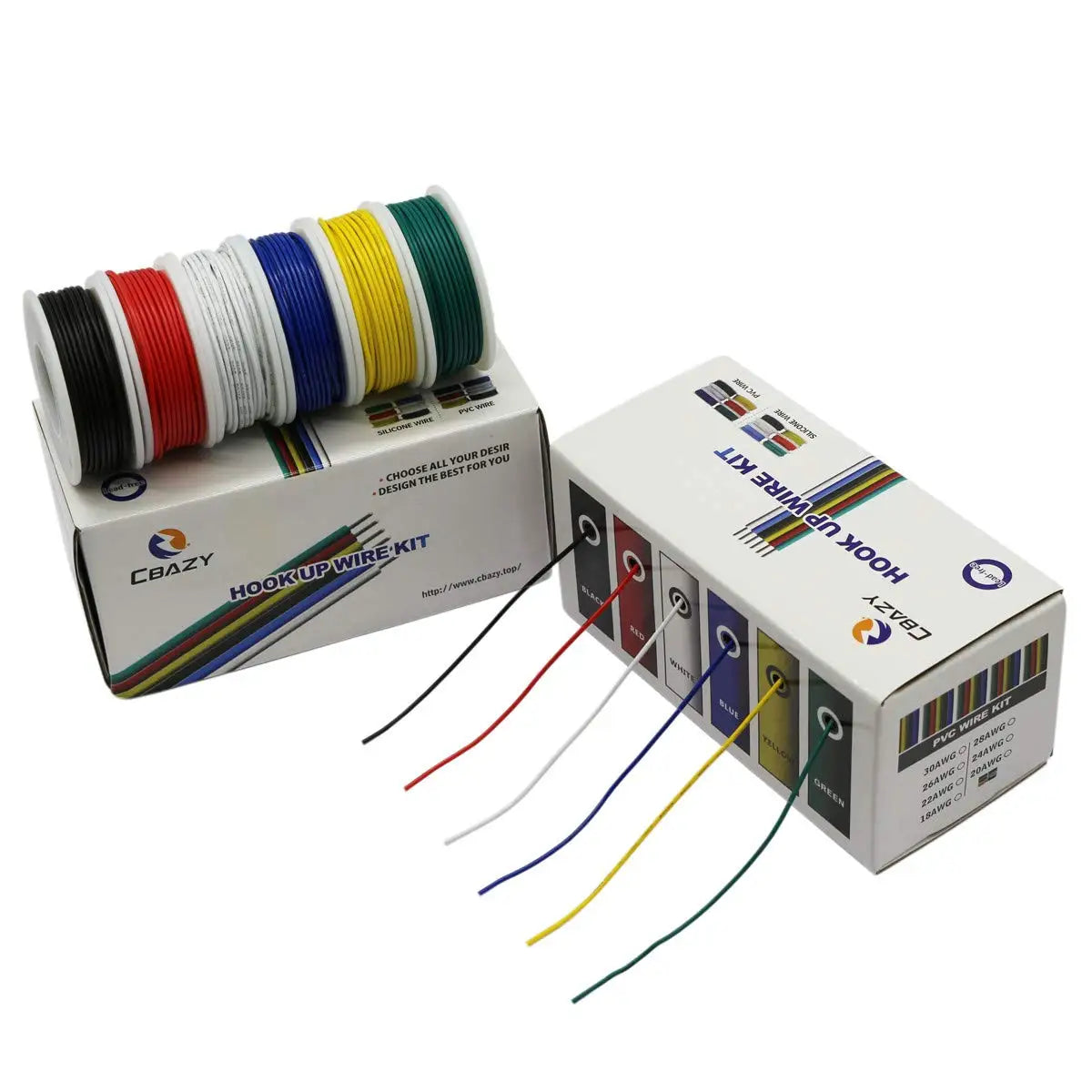 24 Gauge Hook up Wire Kit 6 Colors 33ft Each Stranded Electrical Wire 24 AWG PVC Tinned Copper