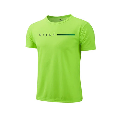 Men T-shirt Print Casual Exercise Tops Outdoor Jogging Cycling Clothing Summer Quick-Drying Mesh Tees Fashion Running Sportswear