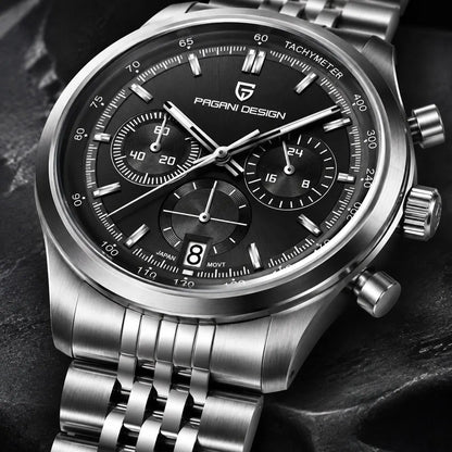 PAGANI DESIGN Men Quartz Watch VK63 Chronograph Stainless Steel Mens Wristwatch Top Brand Sapphire Glass Business Watch Man Gift