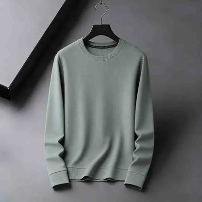 2026 New Arrival Men's Basic Solid Crew Neck Sweater Breathable Long Sleeve Knit Pullover