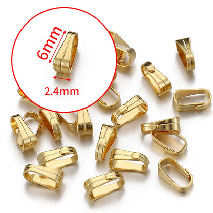 50pcs Stainless Steel Buckle Clasp Connectors for Pendants Charm Clip Pinch Bail Clasp Necklace DIY Jewelry Making Accessories