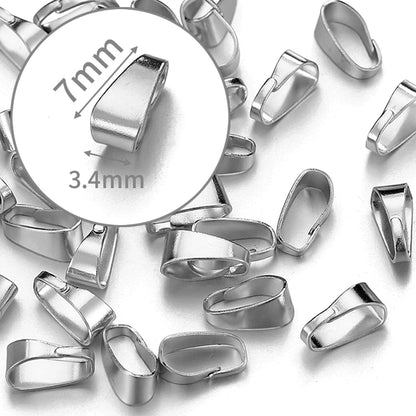 50pcs Stainless Steel Buckle Clasp Connectors for Pendants Charm Clip Pinch Bail Clasp Necklace DIY Jewelry Making Accessories
