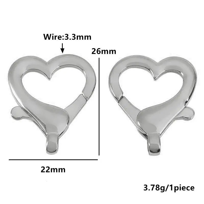 2pcs Stainless Steel Clasp Strong Oval Heart Round Polished Lobster Clasp Hook Connector DIY Necklace Jewelry Making Accessories
