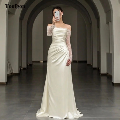 Toofgon Customized Lace Long Sleeves Wedding Dresses