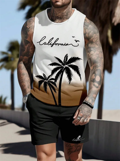 2026 Summer Hawaii Beach Tank Top for Men, Quick Dry Silky Sleeveless Shirt, Fashion Body Shaping Casual Men's Vest