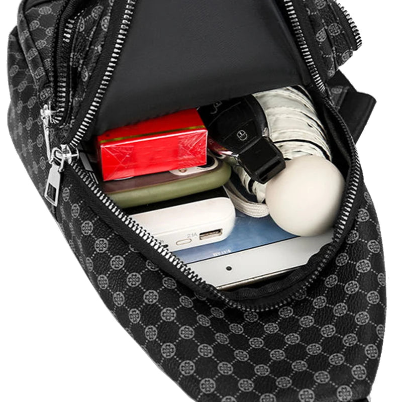 Neutral Style Functional Chest Bag for Women and Men with Patchwork Dot Design, Suitable for Business Single-Shoulder Bags