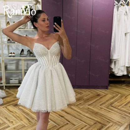 Ranmo Customized Elegant Sweetheart Sleeveless Evening Dress High Quality Lace Prom Dresses Temperament Lace Bridal Party Gown