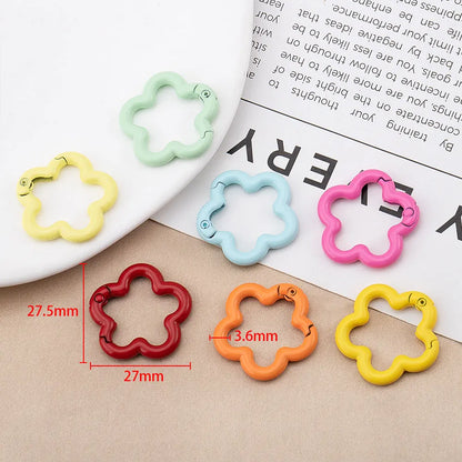 5/10pcs Colorful Flower-shaped Alloy Carabiner Rings Keychain Clip Spring Hook Hanging Buckle For DIY Jewelry Making Accessories