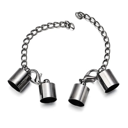 10Sets Leather Cord End Caps With Lobster Clasp Extending Chain For Jewelry Making DIY Bracelet Necklace Connectors Accessories