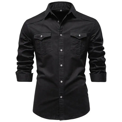 AIOPESON 2026 Business Cotton Pocket Shirt Long Sleeve Quality For Casual Slim Fit Solid Color Men Shirts