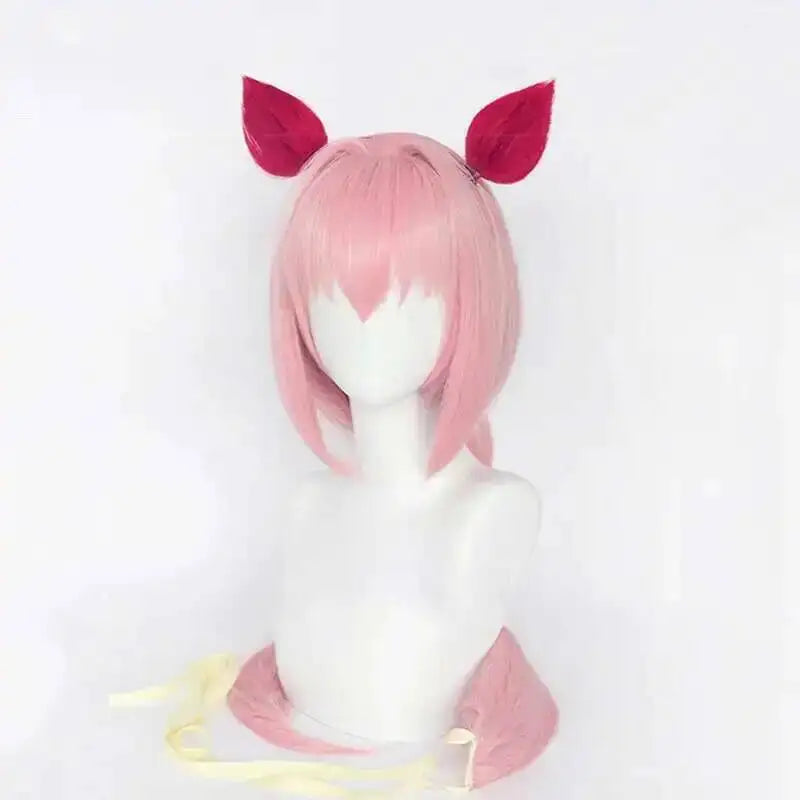 Uma Musume Haru Urara Cosplay Wig Uma Musume Pretty Derby Pink Ponytail Wig Heat Resistant Synthetic Hair Halloween Party