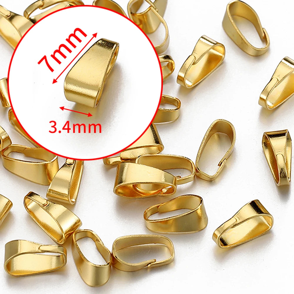 50pcs Stainless Steel Buckle Clasp Connectors for Pendants Charm Clip Pinch Bail Clasp Necklace DIY Jewelry Making Accessories