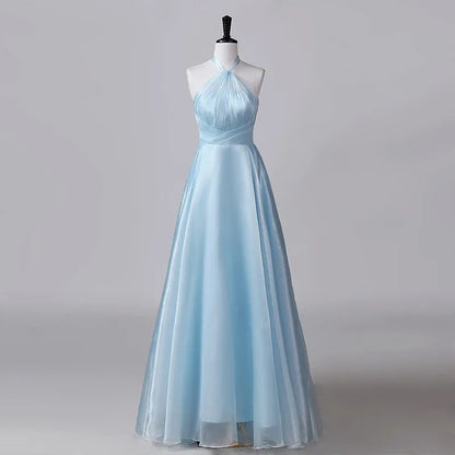 Multi-Color Halter Neck A-Line Bridesmaid Dress Floor-Length Formal Evening Gown For Wedding Guest Sleeveless Party Prom Dresses