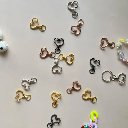 5/10/15/25/40/60Pcs Heart-Shaped Swivel Snap Hooks Metal Spring Snap Keychains Heart Clips Trigger for Lanyard Jewelry Charms