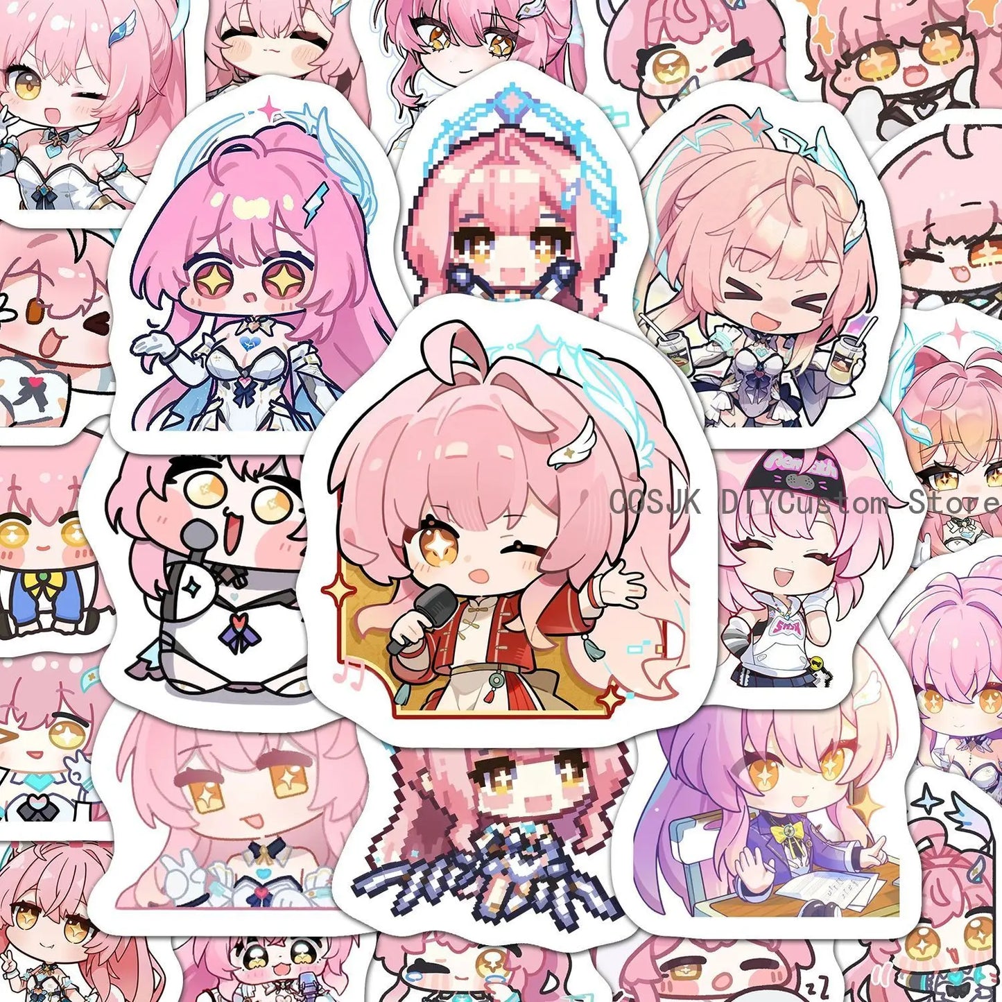 60Pcs Game Aemeath Wuthering Waves Q-version Anime Stickers Laptop Phone Suitcase Notebook Label Stationery Sticker Student Gift