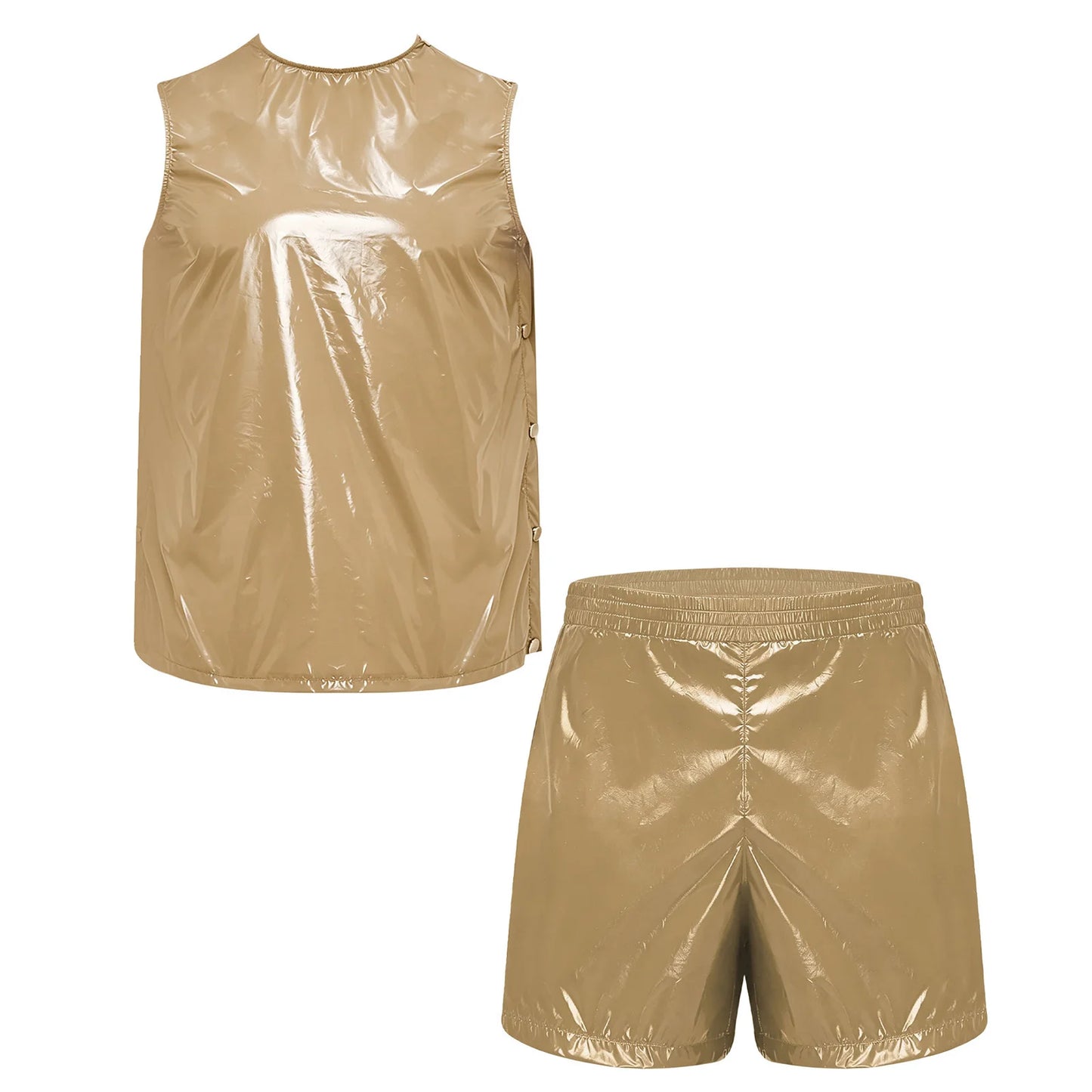 Mens Waterproof Sweat Tracksuit Tank Tops And Sides Buttons Boxer Shorts Two Pieces Outfit Special Needs Adaptive Clothing