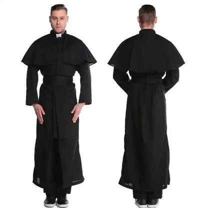 Cos Nun Sister Habit Costume Halloween Women Christian Missionary Catholic Cosplay Carnival Fantasia Fancy Dress Balck Long