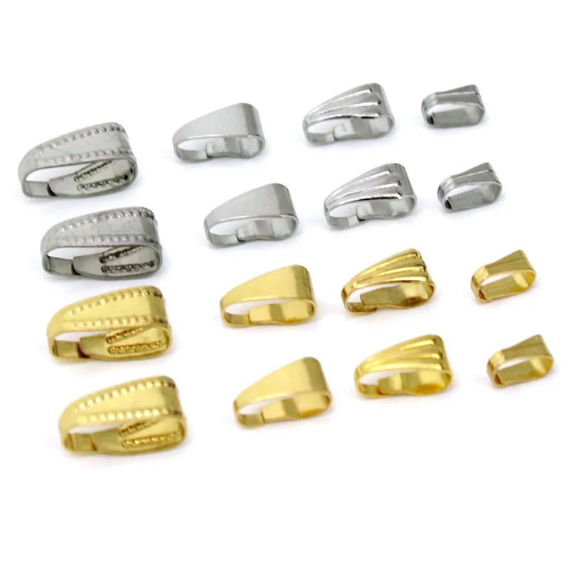 50Pcs Stainless Steel Pendant Clips Pinch Bail Clasp Connectors Necklace Hooks For Jewelry Making Findings Accessories Supplies